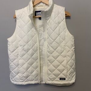 Lands' End Women's White Quilted Puffer Vest